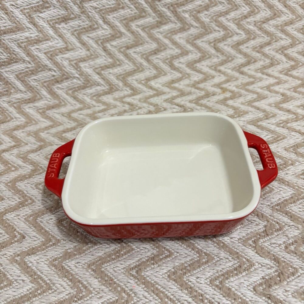 STAUB Ceramic Rectangular Baking Dish Cherry Red 7”x5”